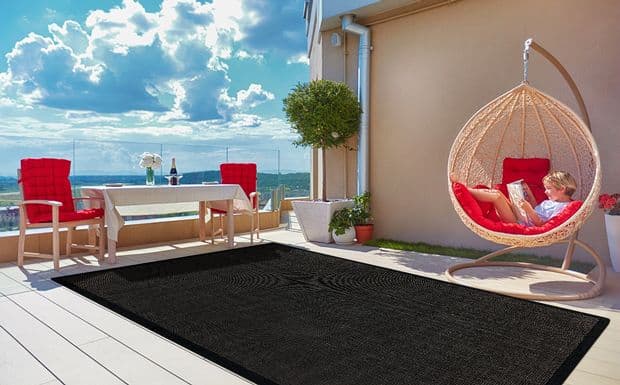 black outdoor patio rug