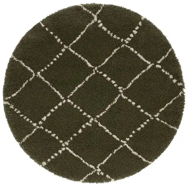 Allure Hash Olive Green Round Rug By Mint Rugs