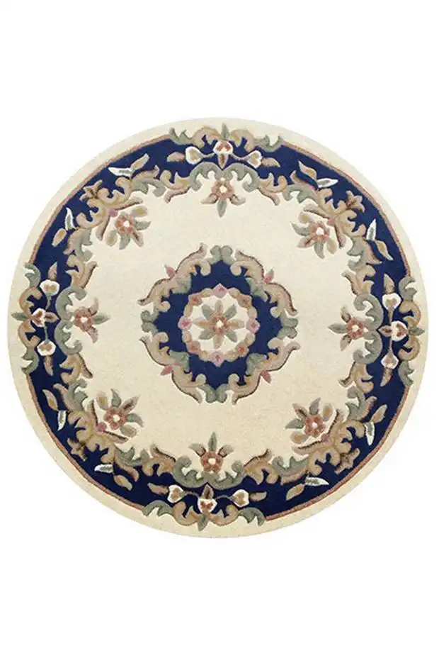 Royal Indian Cream Blue Round Rug By Oriental Weavers