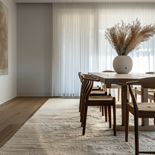 cream rug minimalist dining rooms